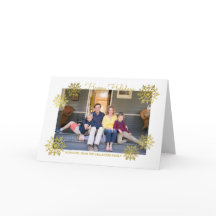 Gold Shimmering Chic Snowflake Holiday Photo