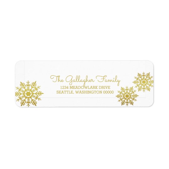 Gold Shimmering Chic Snowflake Holiday Return Address Label