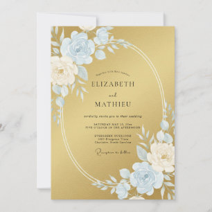 Gold Shimmering Formal Wedding Invitation