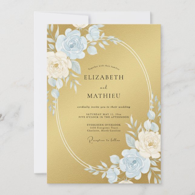 Gold Shimmering Formal Wedding Invitation (Front)