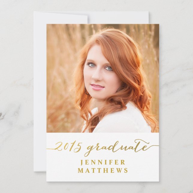 Gold Shine 2015 Photo Graduation Party Invitation (Front)