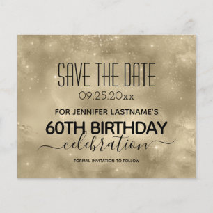 Gold Shine 60th Birthday Save the Date Budget