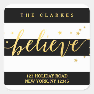 Gold Shine Believe   Holiday Address Label