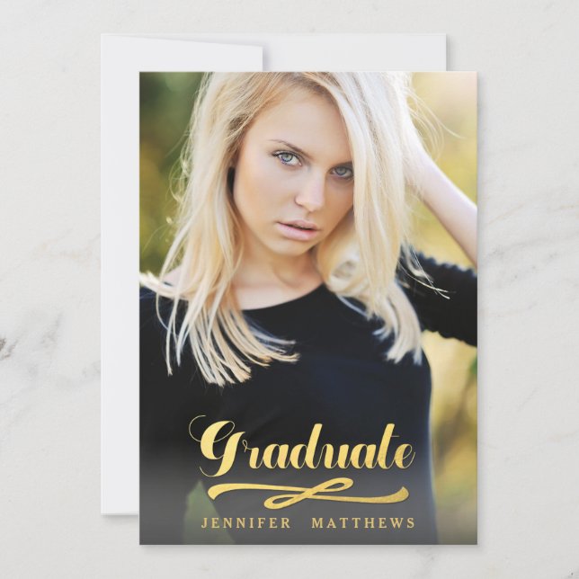 Gold Shine Chalkboard Graduation Party Invitation (Front)