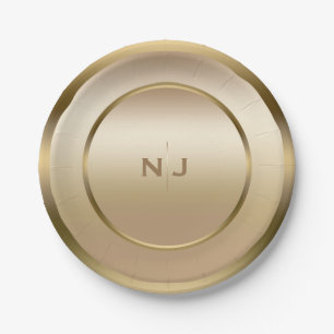 Gold Shine Golden Shiny Modern Glam Party Paper Plate