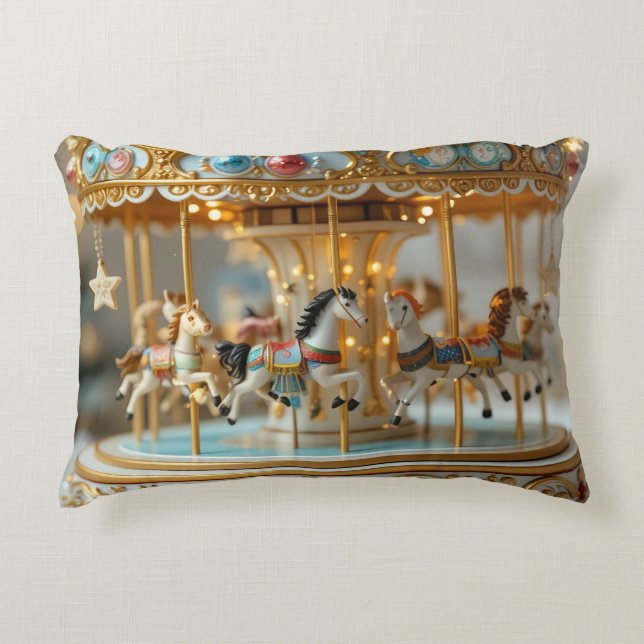 gold shinning carousel  decorative cushion (Front)