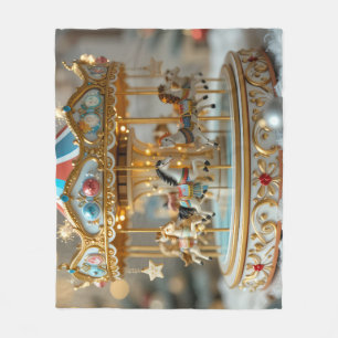 gold shinning carousel fleece blanket