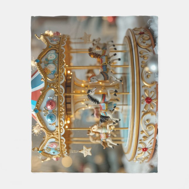 gold shinning carousel  fleece blanket (Front)