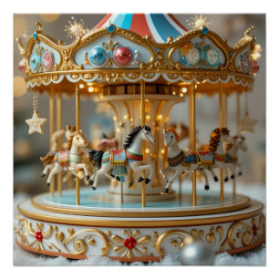 gold shinning carousel  poster