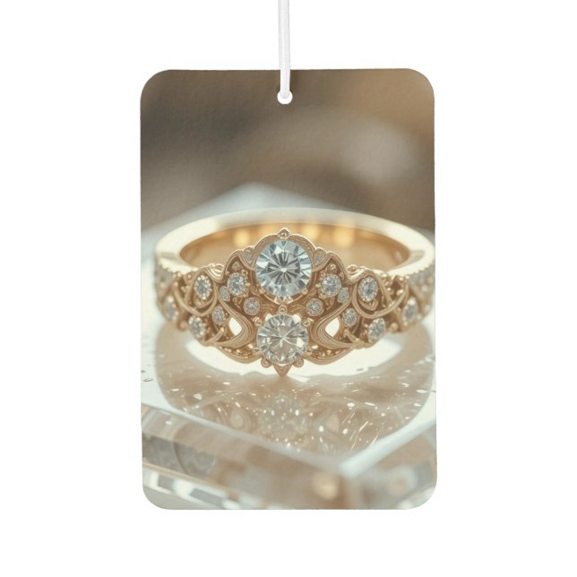 gold shinning diamond ring car air freshener (Front)