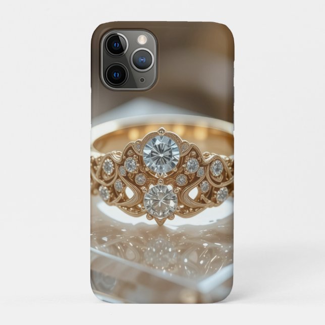 gold shinning diamond ring Case-Mate iPhone case (Back)