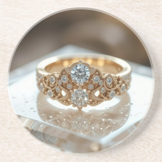 gold shinning diamond ring coaster