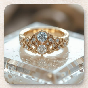 gold shinning diamond ring coaster