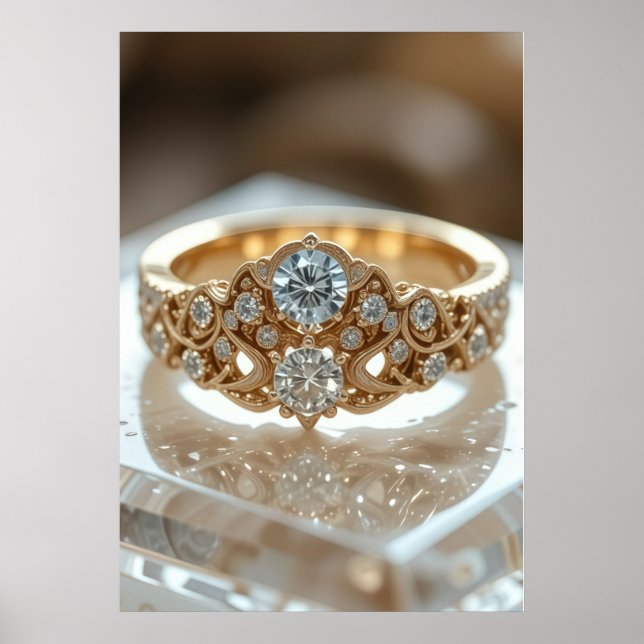 gold shinning diamond ring poster (Front)