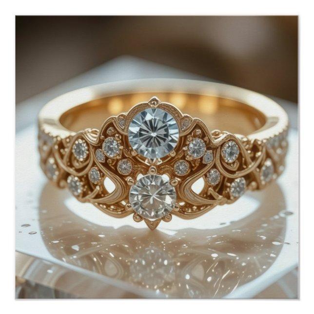 gold shinning diamond ring poster (Front)