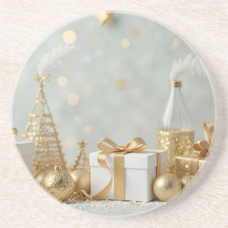 gold shinning presents coaster