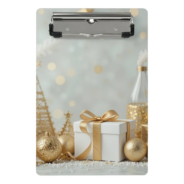 gold shinning presents mini clipboard (Front)