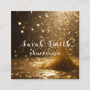 Gold Shiny Confeti Party Glitter Square Business Card