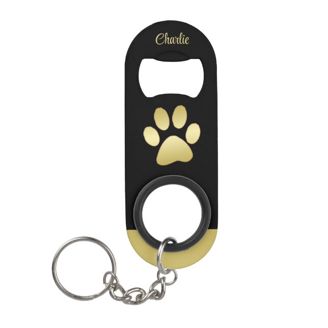  Gold Shiny Dog Paw on black background (Front)