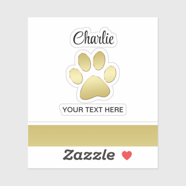  Gold Shiny Dog Paw on black background (Sheet)