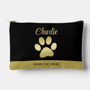 Gold Shiny Dog Paw on black background Accessory Pouch