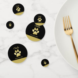 Gold Shiny Dog Paw on black background Confetti