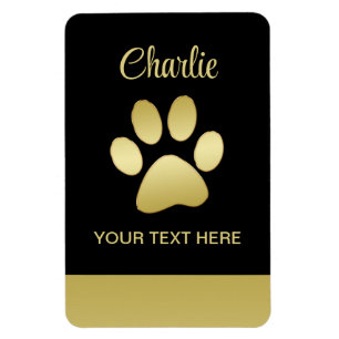  Gold Shiny Dog Paw on black background Magnet