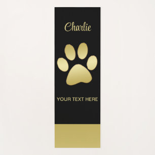 Gold Shiny Dog Paw on black background Yoga Mat