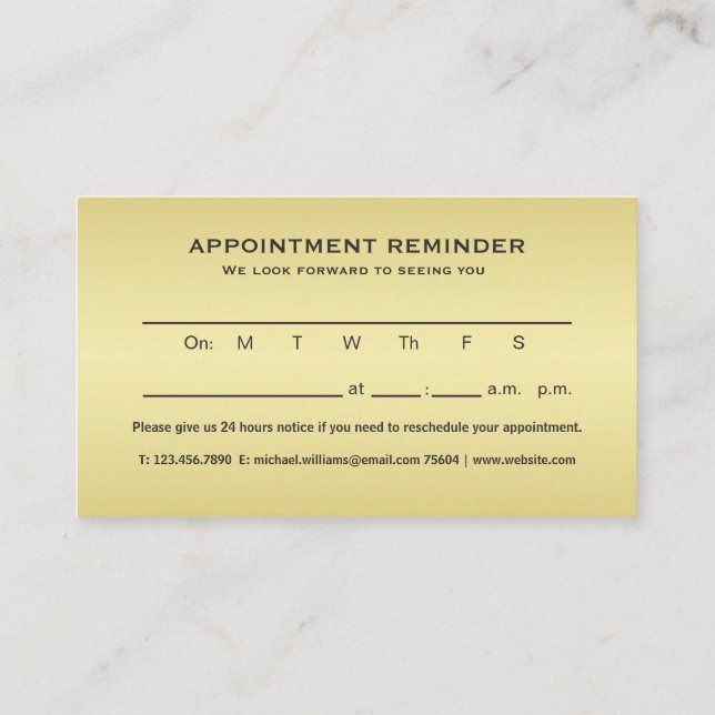  Gold Shiny Dog Paw on black Pet Grooming Service  Appointment Card (Back)