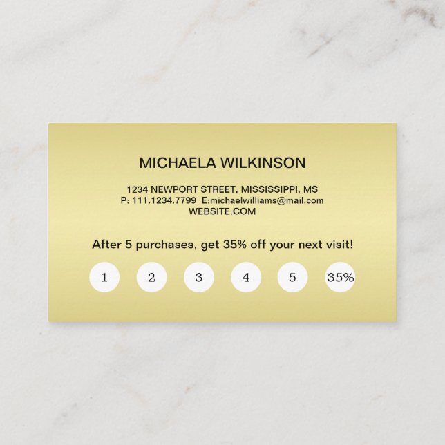 Gold Shiny Dog Paw on black Pet Grooming Service Loyalty Card (Back)