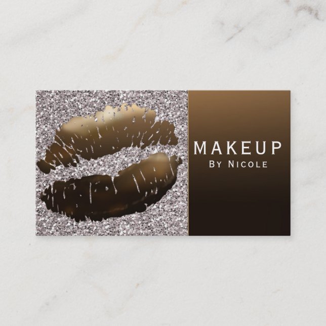 Gold Shiny Lips Lipstick Makeup Glam Salon Business Card (Front)