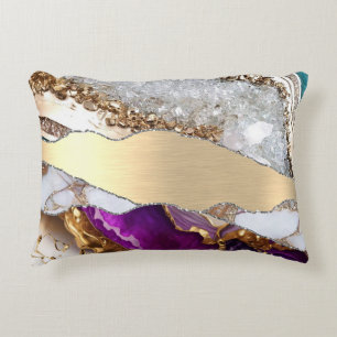 Gold Shiny Marble Agate Decorative Cushion