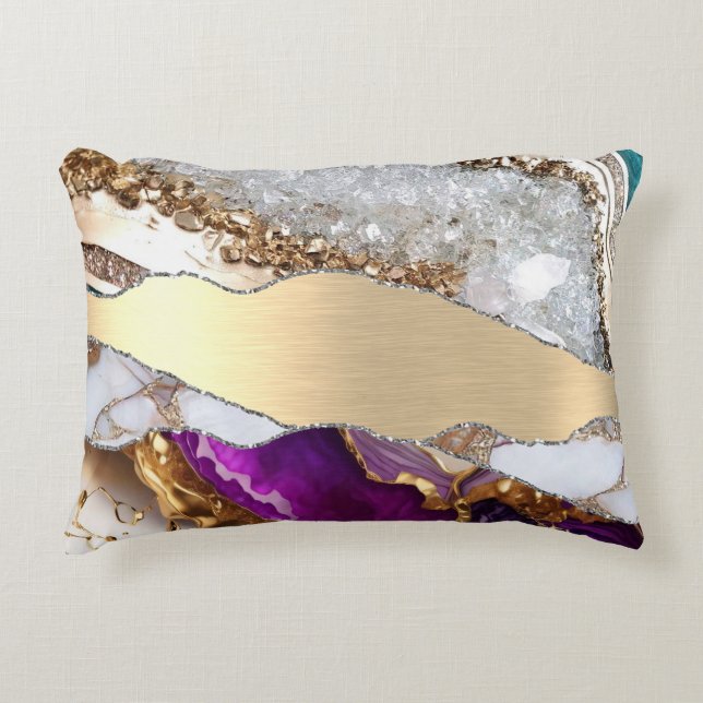 Gold Shiny Marble Agate  Decorative Cushion (Front)