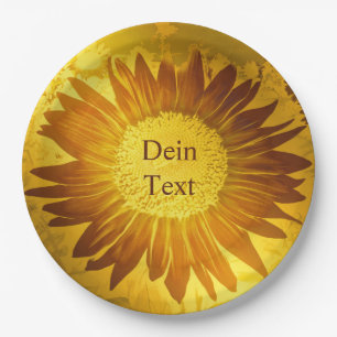 gold ,shiny ,modern, style, coloured, sunflower paper plate