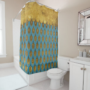 Gold Shiny Princess Mermaid Glitter Scales Shower Curtain