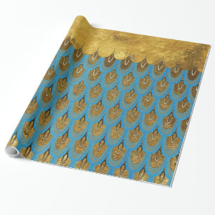 Gold Shiny Princess Mermaid Glitter Scales Wrapping Paper