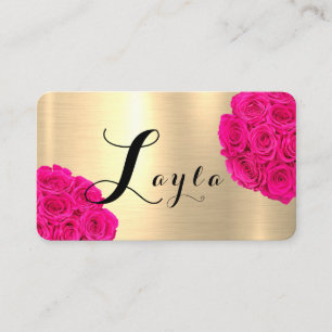 Gold Shiny Roses L Letter Business Card
