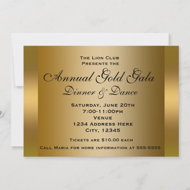 Gold Shiny Ticket Event Dinner Elegant Invitation (Front)