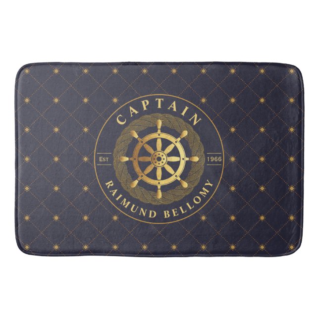 Gold Ship Wheel Bath Mat (Front)