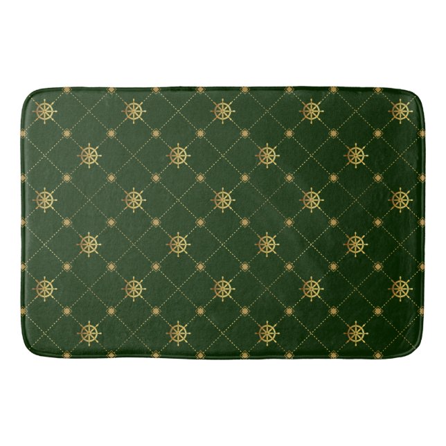 Gold Ship Wheel Bath Mat (Front)