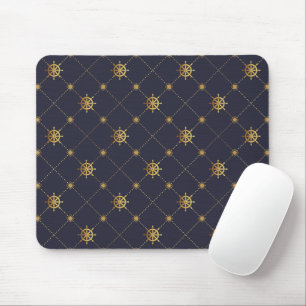 Gold Ship Wheel Mouse Pad