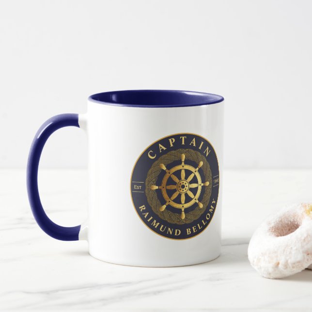 Gold Ship Wheel Mug (With Donut)