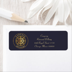 Gold Ship Wheel Return Address Label