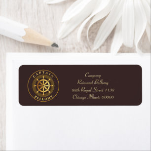 Gold Ship Wheel Return Address Label