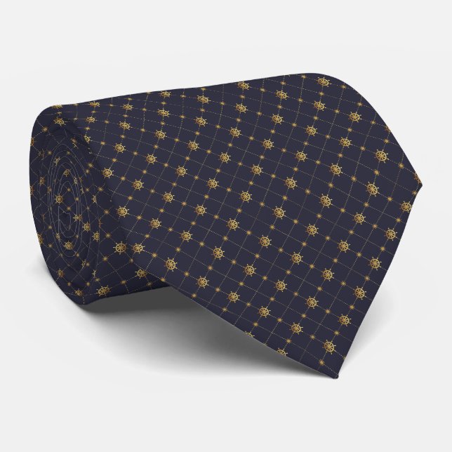 Gold Ship Wheel Tie (Rolled)