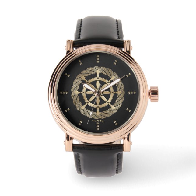 Gold Ship Wheel Watch (Front)