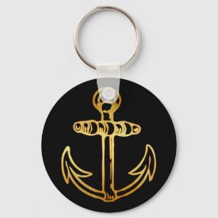 GOLD SHIPS ANCHOR KEY RING