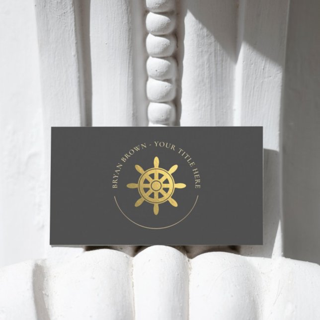 Gold Ships Wheel Logo Business Card (Creator Uploaded)