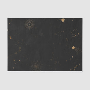 Gold shooting star sunburst night sky decoupage  tissue paper