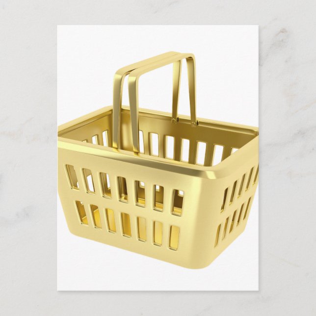 Gold shopping basket postcard (Front)